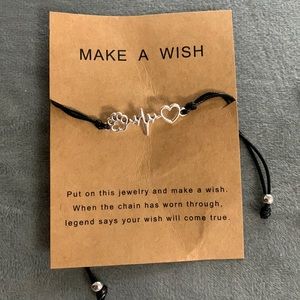 Make a wish bracelet New! Black with silver charms